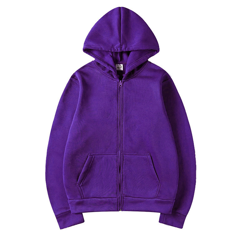 跨境欧美开衫连帽卫衣纯色运动服上衣秋冬季男女同款拉链短袖|undefined