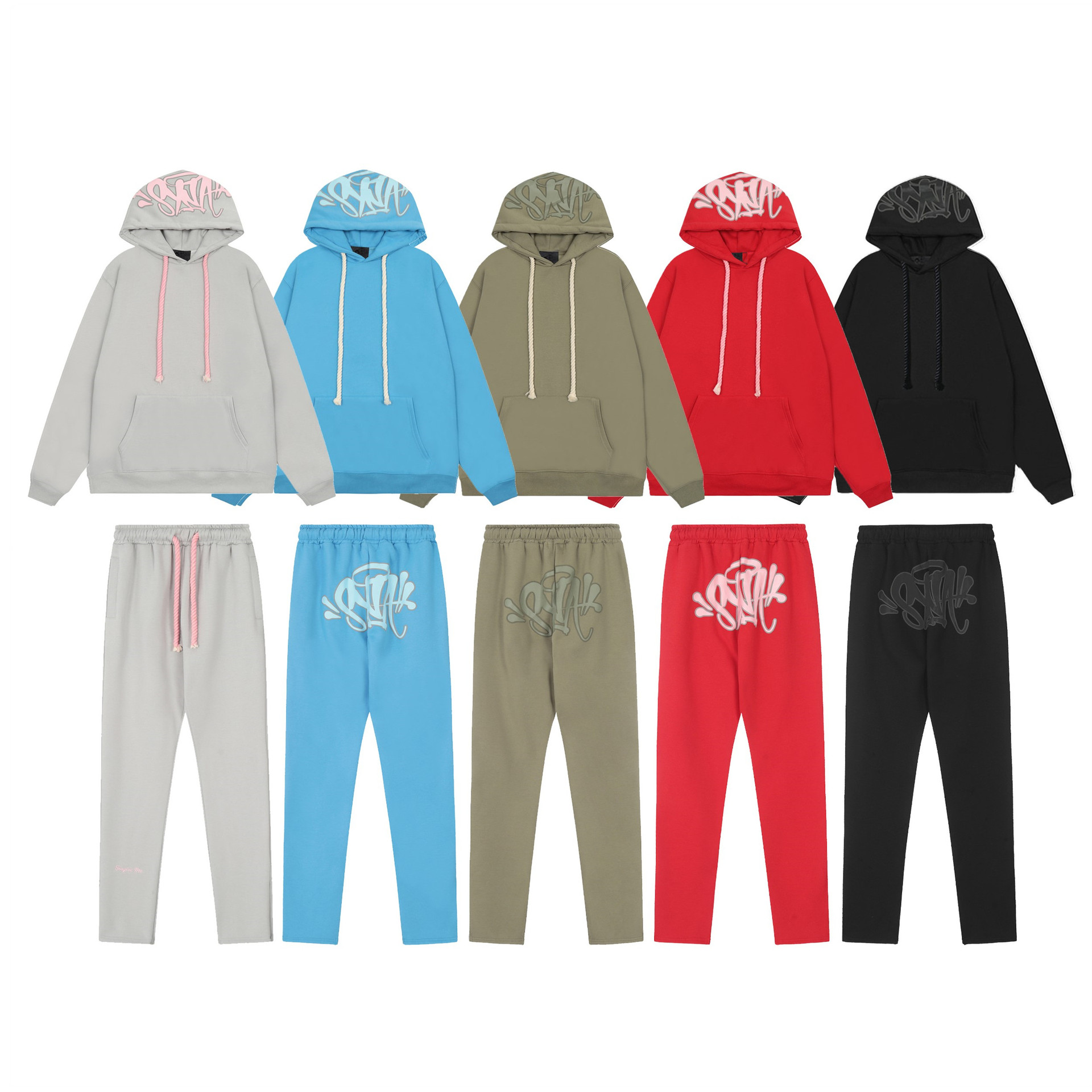 SynaWord americano suelto chaqueta con sombrero pantalones Syna hombre y mujer hip hop calle pareja casual set