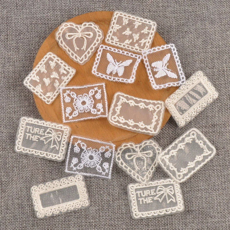 Наклейки из кружевной ткани «сделай сам», материалы для рукоделия, сумка, аксессуары для волос, заколка, декоративные аксессуары, 10 шт.