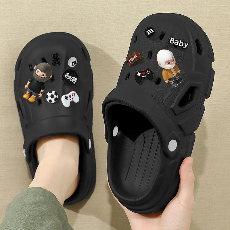 Hole Shoes Men's 2024 New Summer Outer Wear Thick Sole Dung Feeling Outdoor Beach Lovers Baotou Slippers Women