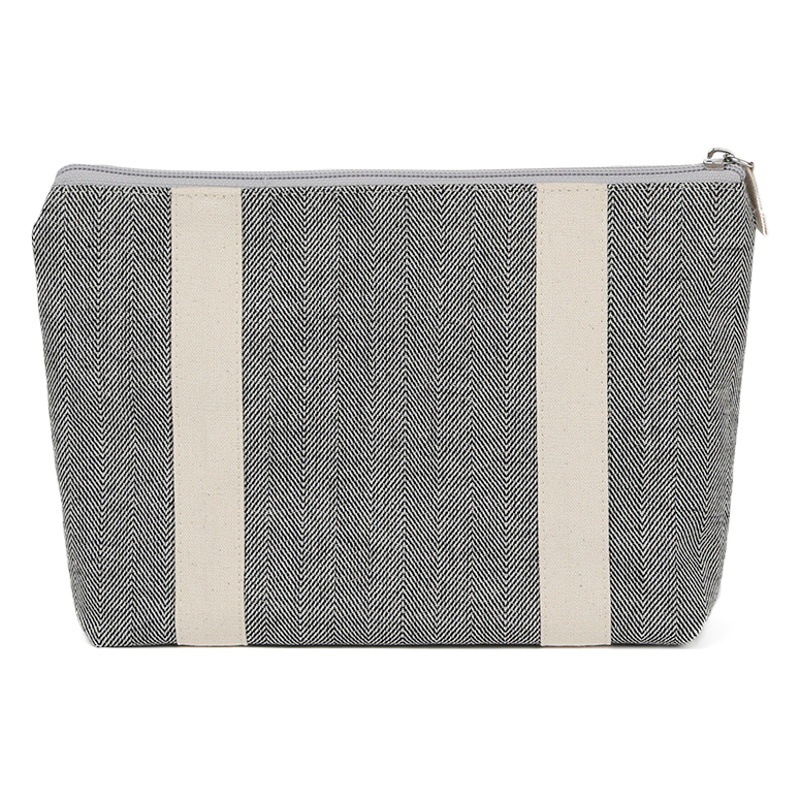 Lienzo de moda bolsa de cosméticos bolsa de almacenamiento portátil de viaje de gran capacidad bolsa de almacenamiento de productos de cuidado de la piel simple se puede imprimir logotipo