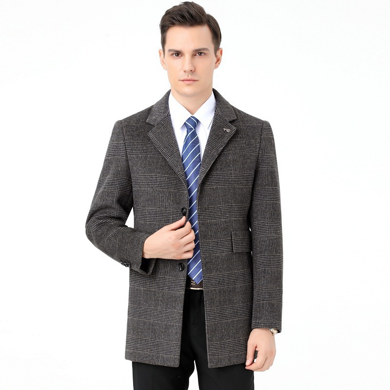 Detachable Down Liner Mid-length Cashmere Plush Coat Winter Thick Middle-aged Men's Wool Coat