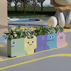 かわいい花箱屋外クリエイティブグループ幼稚園遊園地の外にフェンスを並べて花溝鉄芸花壇の花箱を遮断する