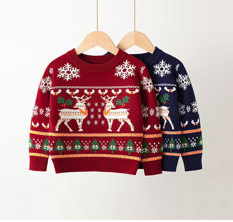 224g Weight Long Sleeve Sleeve Length Pullovers Placket Type Regular Sleeve Sleeve Type knit Fabric Type Christmas Fashion Elk Knit Hoodies & Sweaters