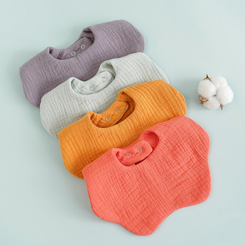 ins adjustable baby bib gauze newborn solid color petal bib baby saliva towel anti-fouling bib cross-border