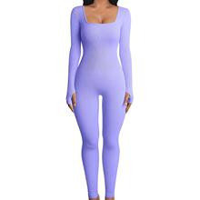 Q 24901 Ribbed Square Neck Yoga Jumpsuit �٤�B�w��