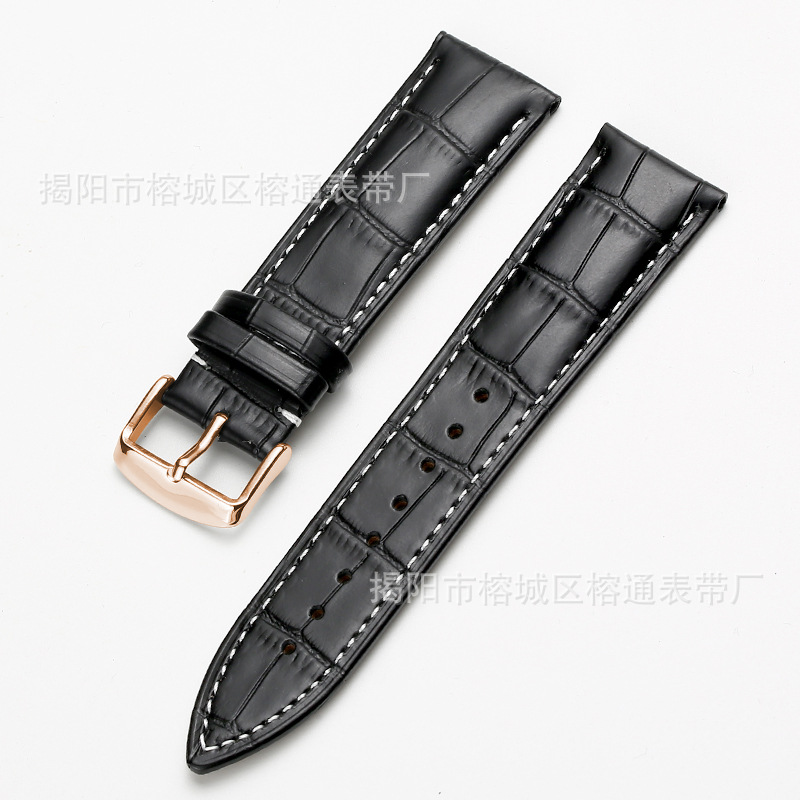 Suministro directo de fábrica primera capa de piel de vaca hebilla de reloj correa de bambú raya multi-color opcional hombres y mujeres 12 -- 24mm