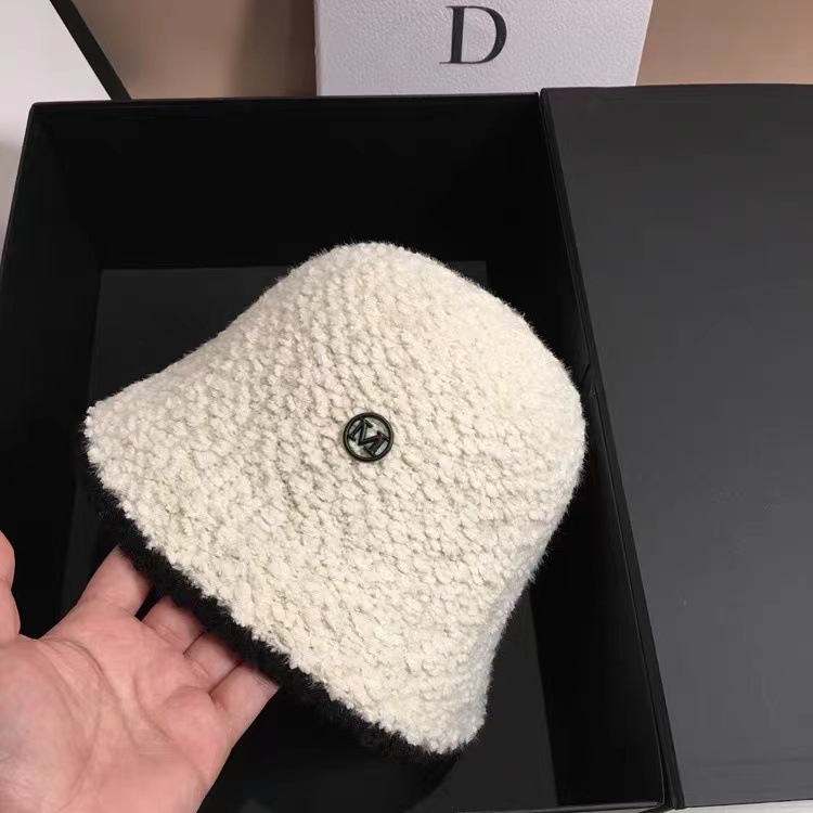 22 nových podzimních a zimních černých pletených plyšových rybářských klobouků pro ženy s velkým obvodem hlavy, módní a všestranný teplý kbelík._voghion.com