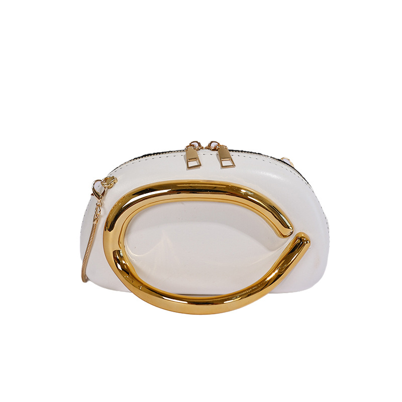 Nueva caja redonda mano agarrada bolsa de cena mini bolsa transfronteriza moda metal retro manejo de cadena mochila de hombro