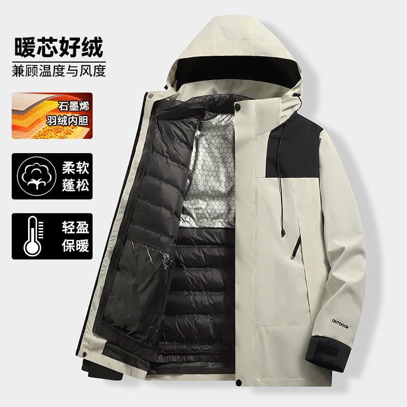 Winter Outdoor Three-In-One down Jacket Custom-Made Logo Work Clothes Group Clothes Thickeneded Warm Work Clothes