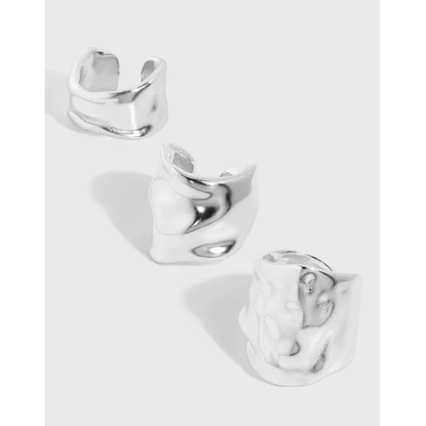 EA595 Korean Style Ins Niche Design Minimalist All-Match Irregular Concave-Convex Surface S925 Sterling Silver Female Ear Clip