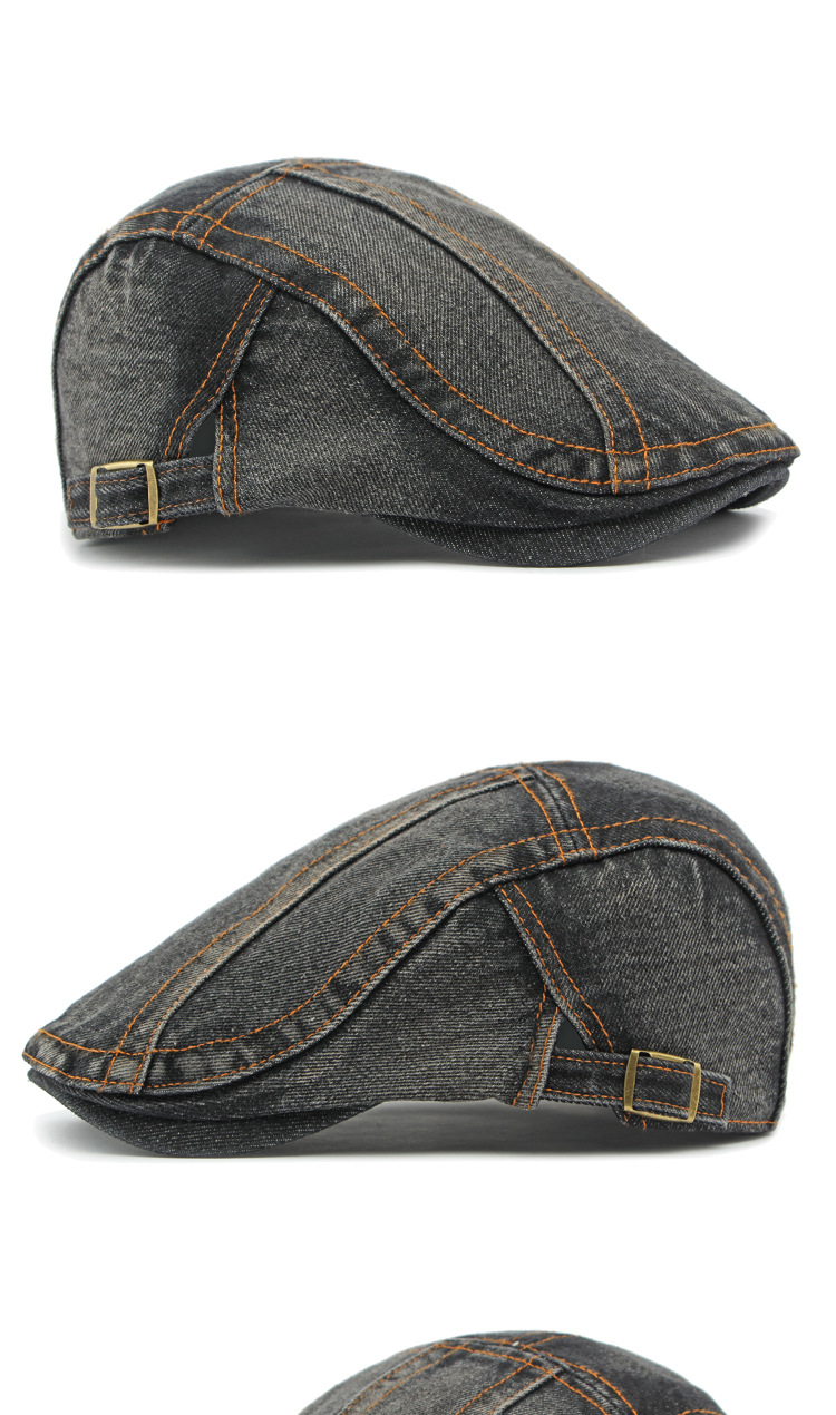 Béret rétro unisexe pour hommes et femmes, casquette en denim délavé, tendance_voghion.com