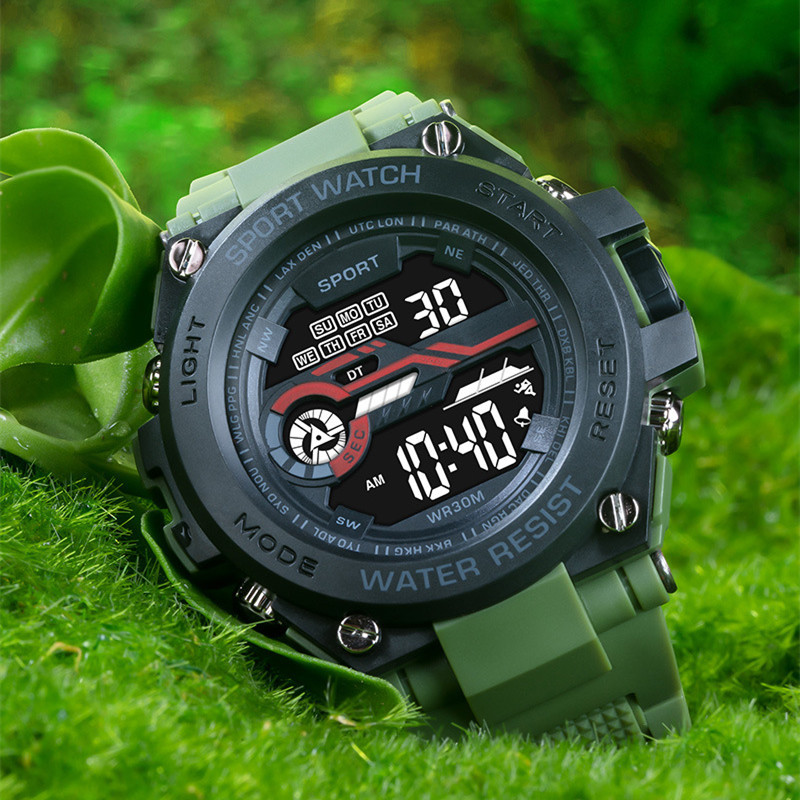 Hombres calientes transfronterizos LED reloj digital estudiante deportes al aire libre multifuncional impermeable reloj de cuarzo electrónico