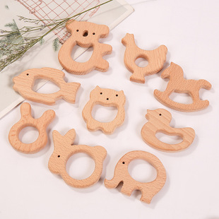 Factory direct supply Beech cartoon animal baby wooden ring tooth glue Beech grinding stick baby grinding toy accessories