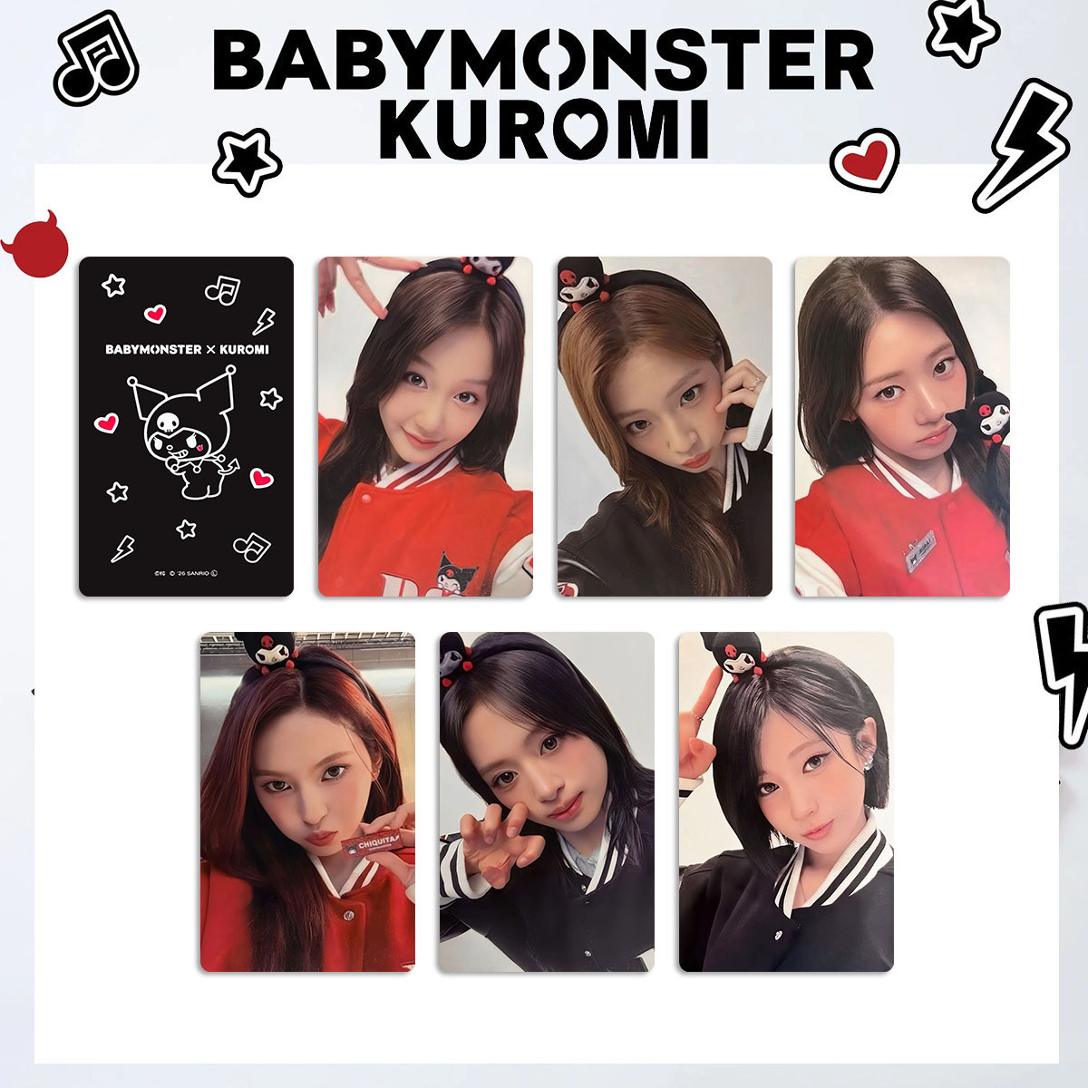 HZ 6PCS/Set BABYMONSTER × Kuromi LOMO Card AHYEON RAMI Postcards Collection Star Peripheral ZH