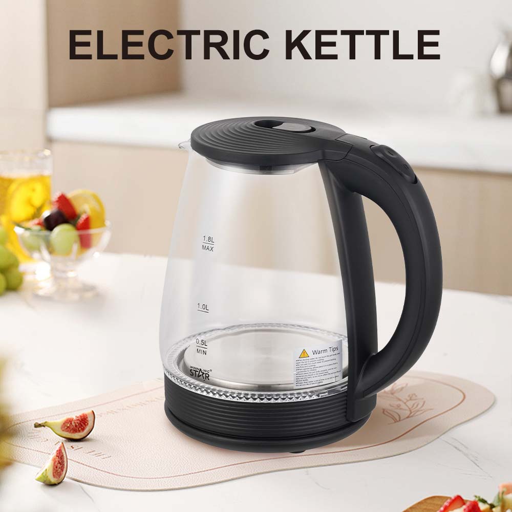 Winningstar 1.8L cuerpo de olla de vidrio de borosilicato alto control de temperatura de oro doble hervidor eléctrico de aislamiento de agua hirviendo para el hogar