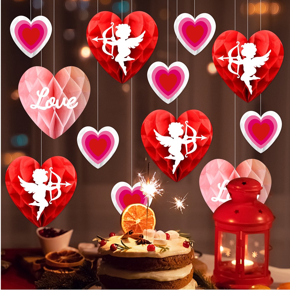 Amazon Decoración del día de San Valentín amor colgante de panal romántico día de San Valentín propuesta de matrimonio colgante de bola de panal colgante