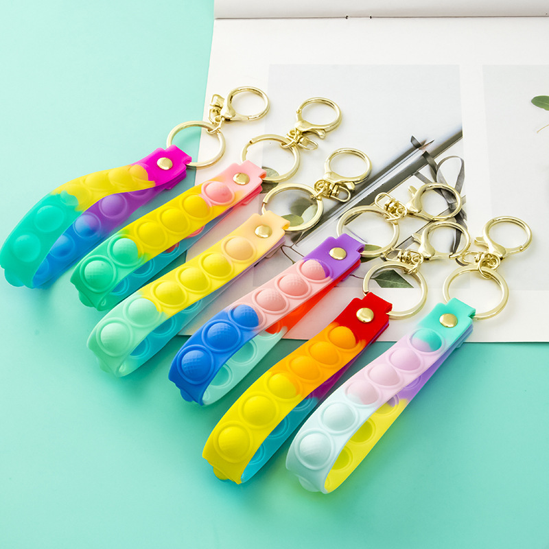 Rodent Control Pioneer Silicone Bubble Wristband Keychain Stress Relief Colorful Gradient Wrist Strap Finger Bubble Press Wristband