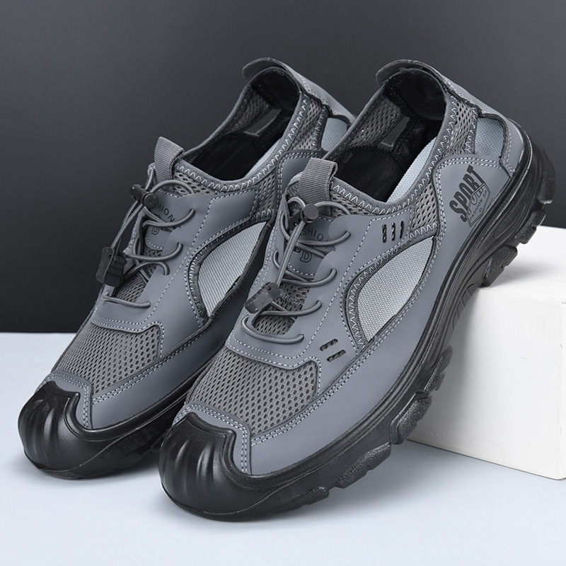 2025 verano nuevo estilo sandalias hombres huecos transpirables malla agujeros zapatos casuales de conducción de suela suave zapatos de conducción para hombres zapatos de playa