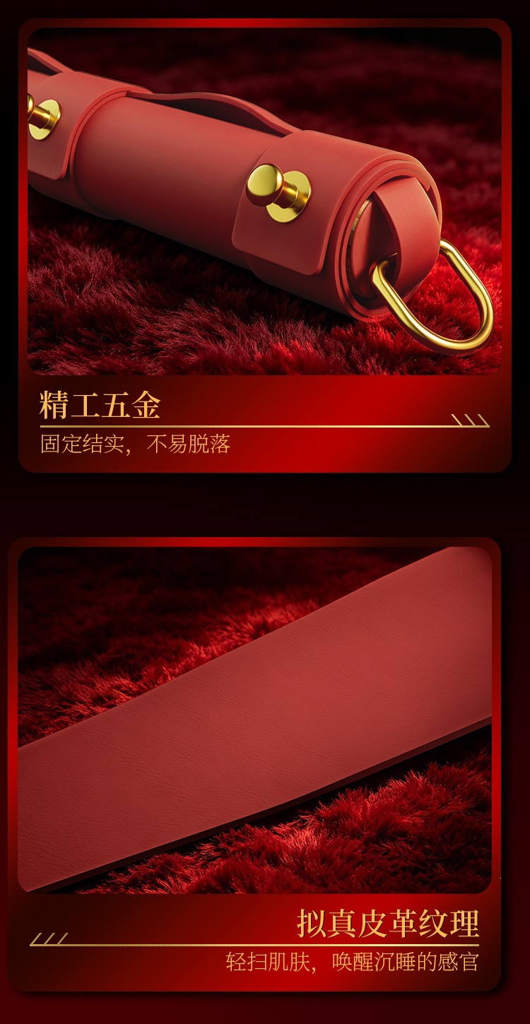 Jiuai Small Leather Whip Silicone Metal Couples Interactive Teasing Accessory Red — detail image 3