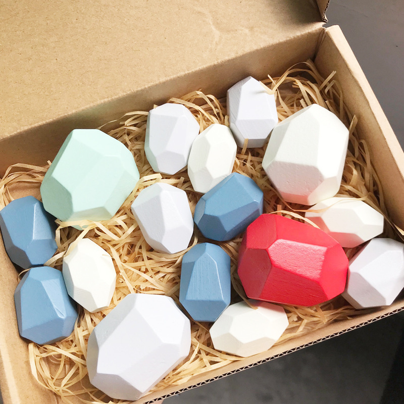 Piedra laminada de madera para niños piedra de color Montessori de madera equilibrio cognitivo laminado bloques de construcción juguetes de educación temprana