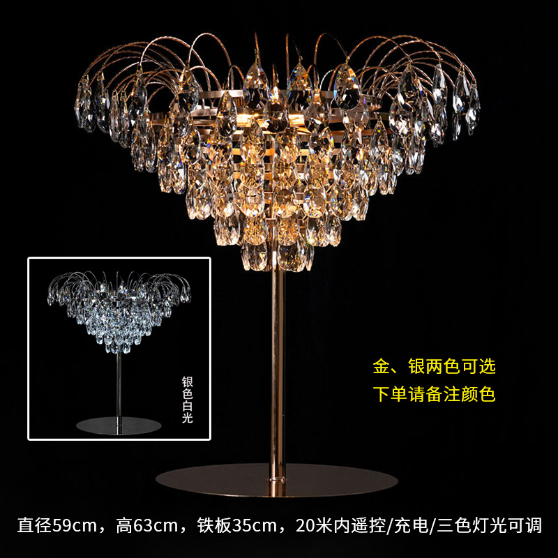 Accesorios de boda, flores de cristal, guía de carretera, postre de hierro, mesa, adornos de flores, decoración de la escena de la boda, estilo luminoso