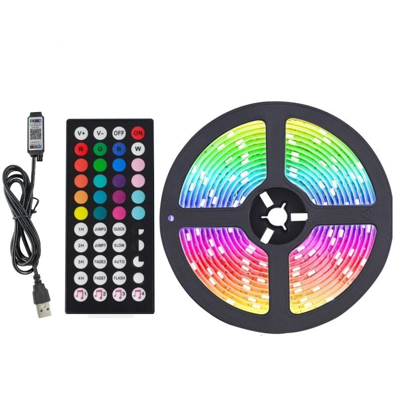 Venta caliente transfronteriza 24 clave RGB tira de luz de bajo voltaje 5050RGB/2835 colorido USB TV Barra de luz de fondo