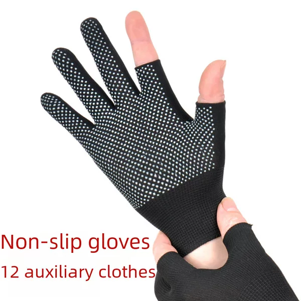 Dew two-finger gloves thin riding fishing non-slip take-out workmanship driving touch screen half-finger men's and women's spring, autumn and summer sun protection
