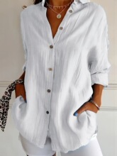 T 48753 Solid roll-sleeve loose shirt ��ɫ��������ɳ����¿�