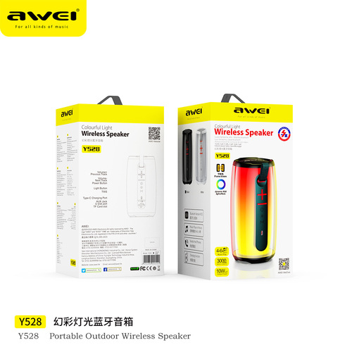 awei Yongwei's new cross-border Bluetooth speaker, colorful light effect, long battery life, serial stereo Bluetooth speaker