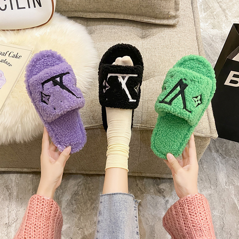 Foreign trade plush slippers women 2021...