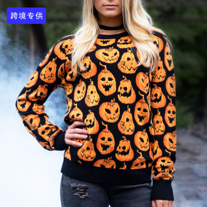 Spot suéteres personalizados comercio exterior transfronterizo Amazon primavera y otoño suéter abrigo calavera europea y americana cárdigan de punto de Halloween
