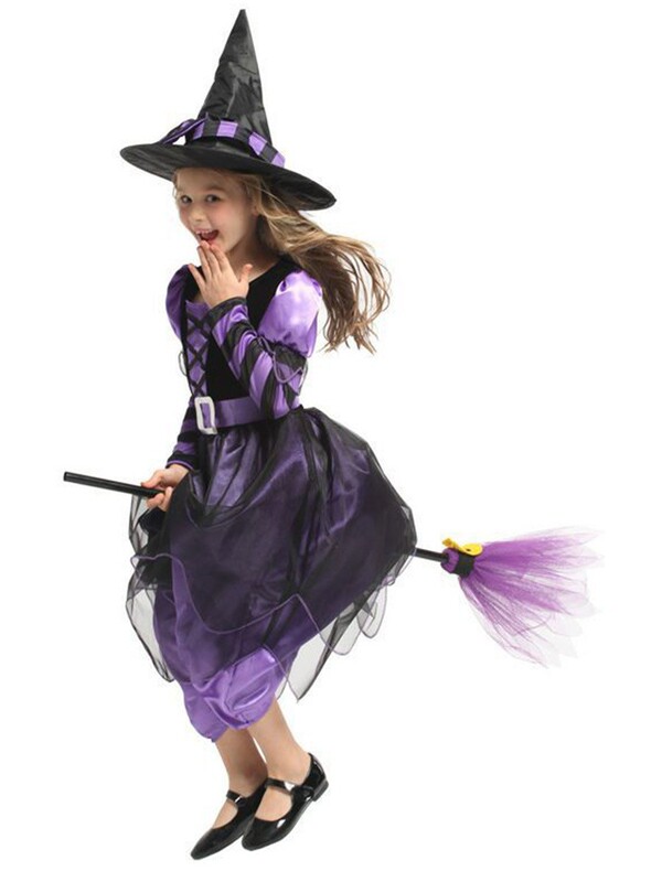 ハロウィン子供用魔女プリンセスコスチューム帽子付き仮装魔女パフォーマンスコスチューム学校ドラマパフォーマンスコスチューム|undefined