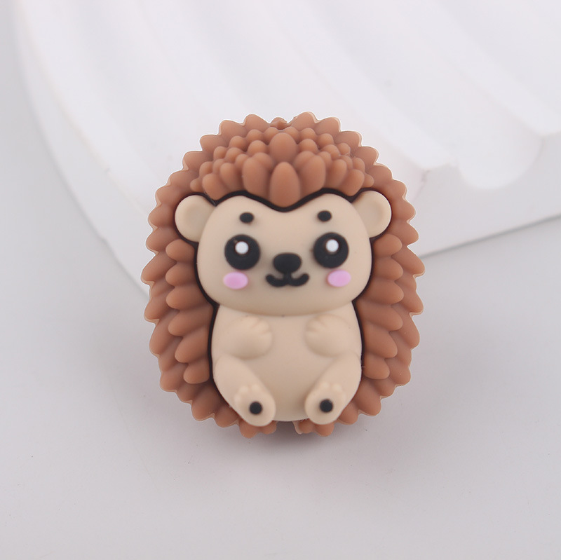 Nuevo erizo cuentas de silicona cuentas lindas de silicona de dibujos animados bolígrafo de cuentas de bricolaje mordedor para niños cadena anti-caída cuentas