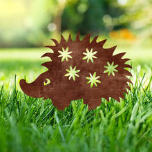 跨境temu爆款生锈刺猬套装地插剪影圣诞节礼品户外花园庭院插件