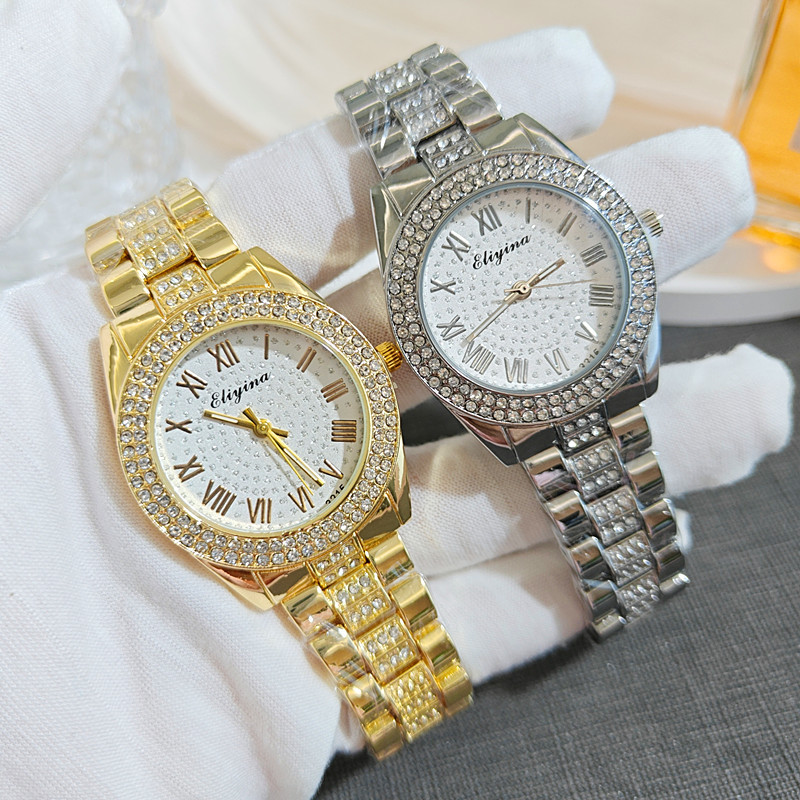 2025 New High-End Steel Band Diamond Men's Watch Full of Diamonds Roman Numerals High-Value Men's Quartz Watch