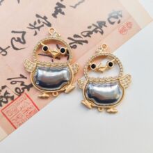 宋锦挂件十二生肖鸡吊坠合金保色diy底托带盖饰品配饰