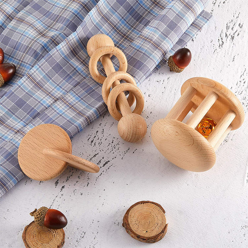 De los niños dibujos animados lindo agarrar y morder juguetes de madera los molares suave batido coche juguete