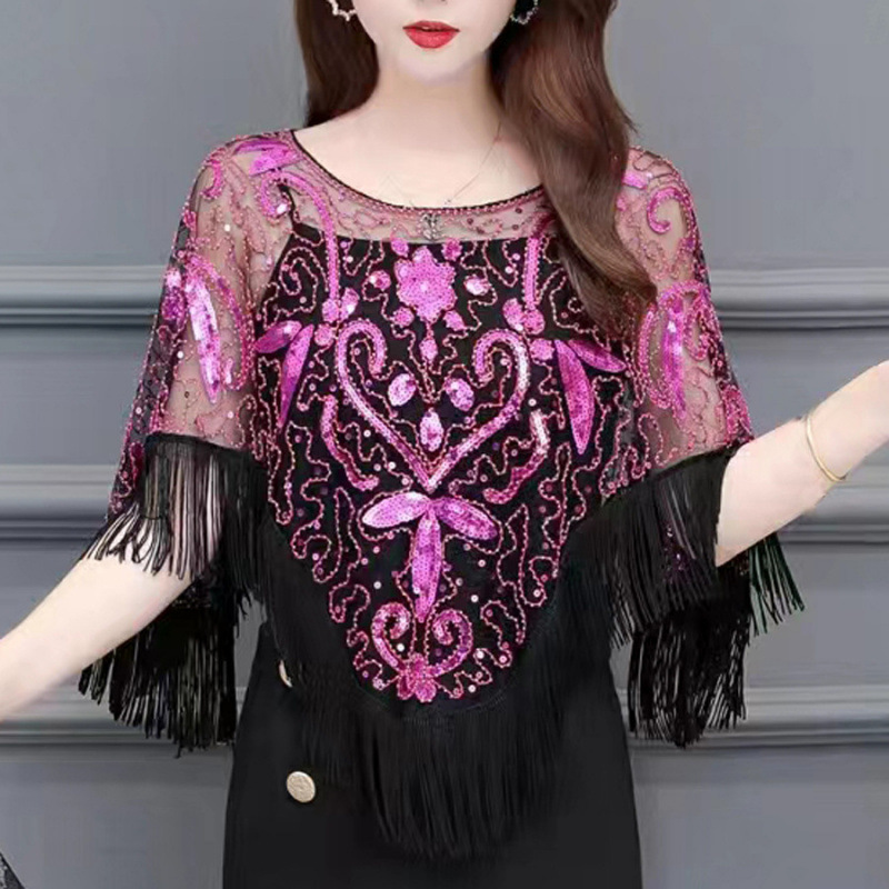 Fashion shawl sequins pullover fashion dance dance ball waistcoat spring summer and autumn breathable trembles fast hand foreign trade can be made on behalf