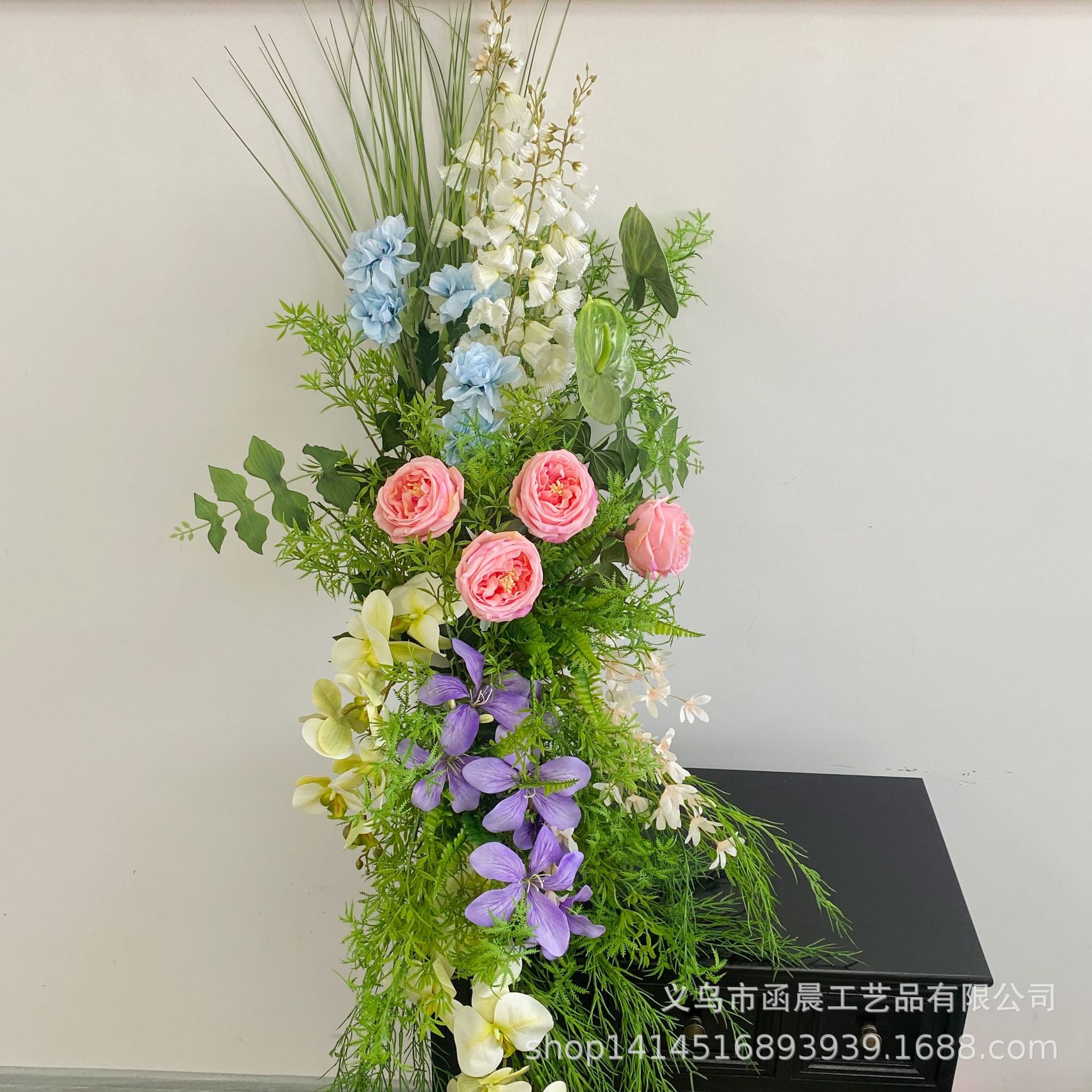 Monet jardín viento de imitación floral francesa pequeña fresca boda al aire libre decoración de ventanas de hotel flores falsas
