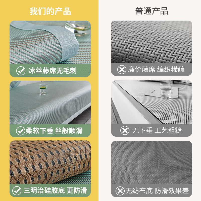 2026 Summer New Luxury Ice Rattan Mat Sofa Cushion, All-Season Ice Silk Cooling Cushion Cover, Non-Slip Cover Cloth Seat Cushion