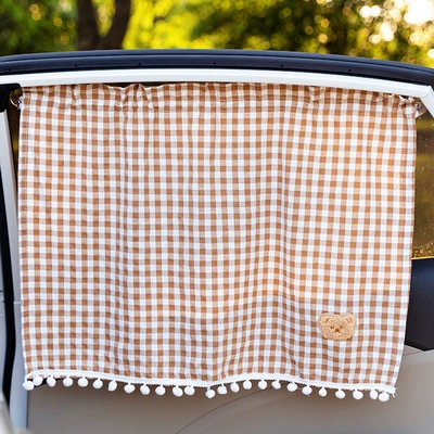 Ins car sun protection heat: Car curtains - plaid-curtains-bear-brown