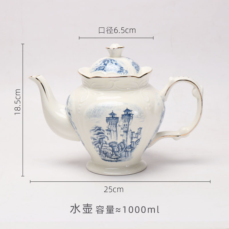 Jingdezhen cerámica taza de café plato set tetera de oficina azul porcelana de agua de cerámica tetera de aceite de tetera doméstica tetera