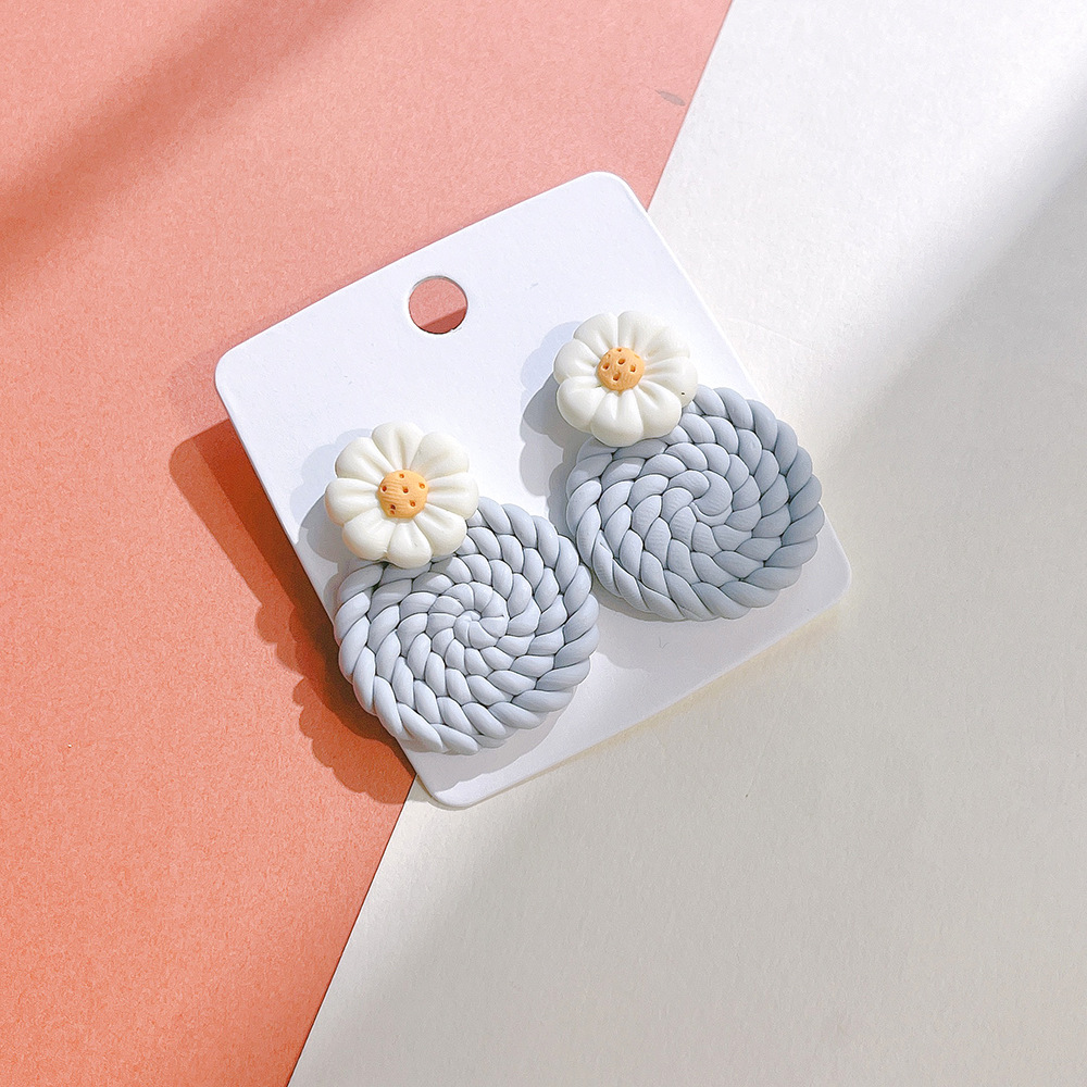 15g Weight Drop Earrings Classification 1 Pair Quantity Weekend Occasion soft clay Material Flower Pattern Women'S Gender Sweet Style Wholesale Jewelry 1 Pair Sweet Flower Soft Clay Drop Earrings 8