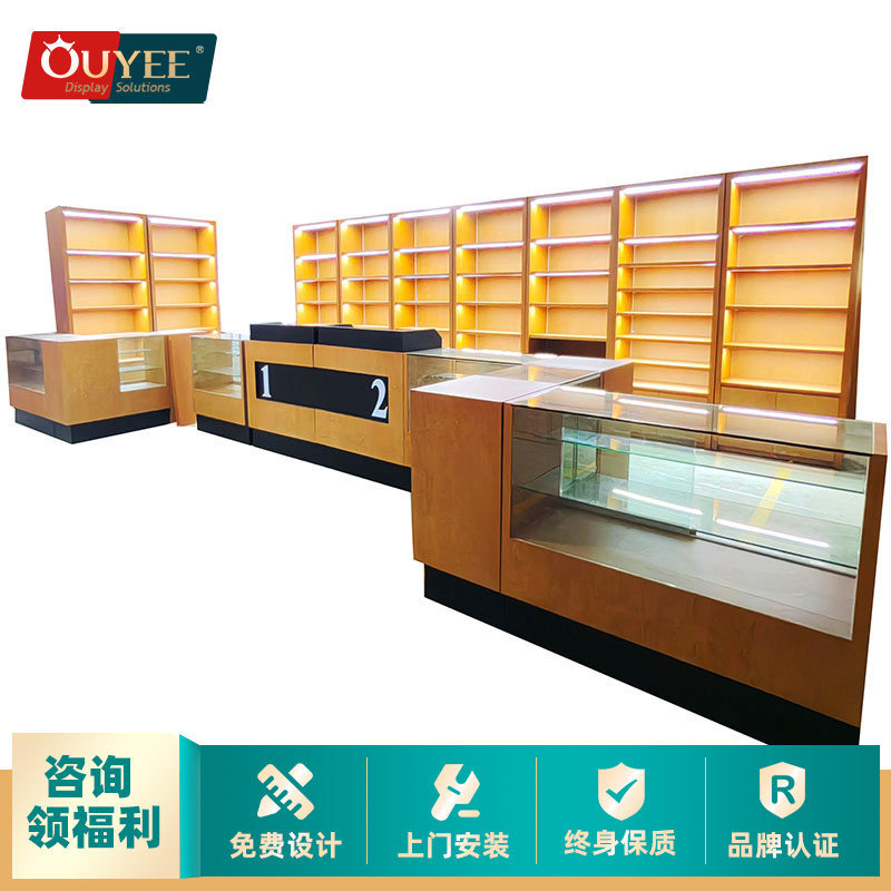 烟柜台烟草展示柜木质背柜便利店超市收银一体烟草专卖柜厂家直销