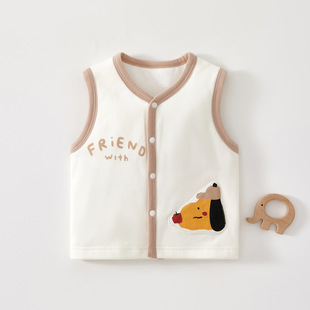 Baby Vest Spring and Autumn Small Vest Autumn and Winter Cotton Outer Wear Baby Men and Women Baby Warm Vest Inner Wear Belly Protecting