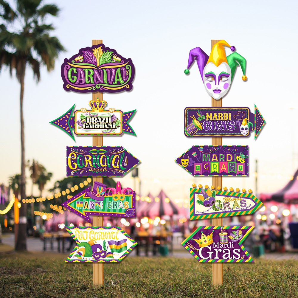 Cross-Border Carnival Holiday Decoration Props Sign Carnival Direction Sign Signpost Mexican Party Supplies