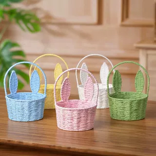 Maceta de Imitación Ratán de Plástico Tejido a Mano para Escritorio y Decoración de Plantas