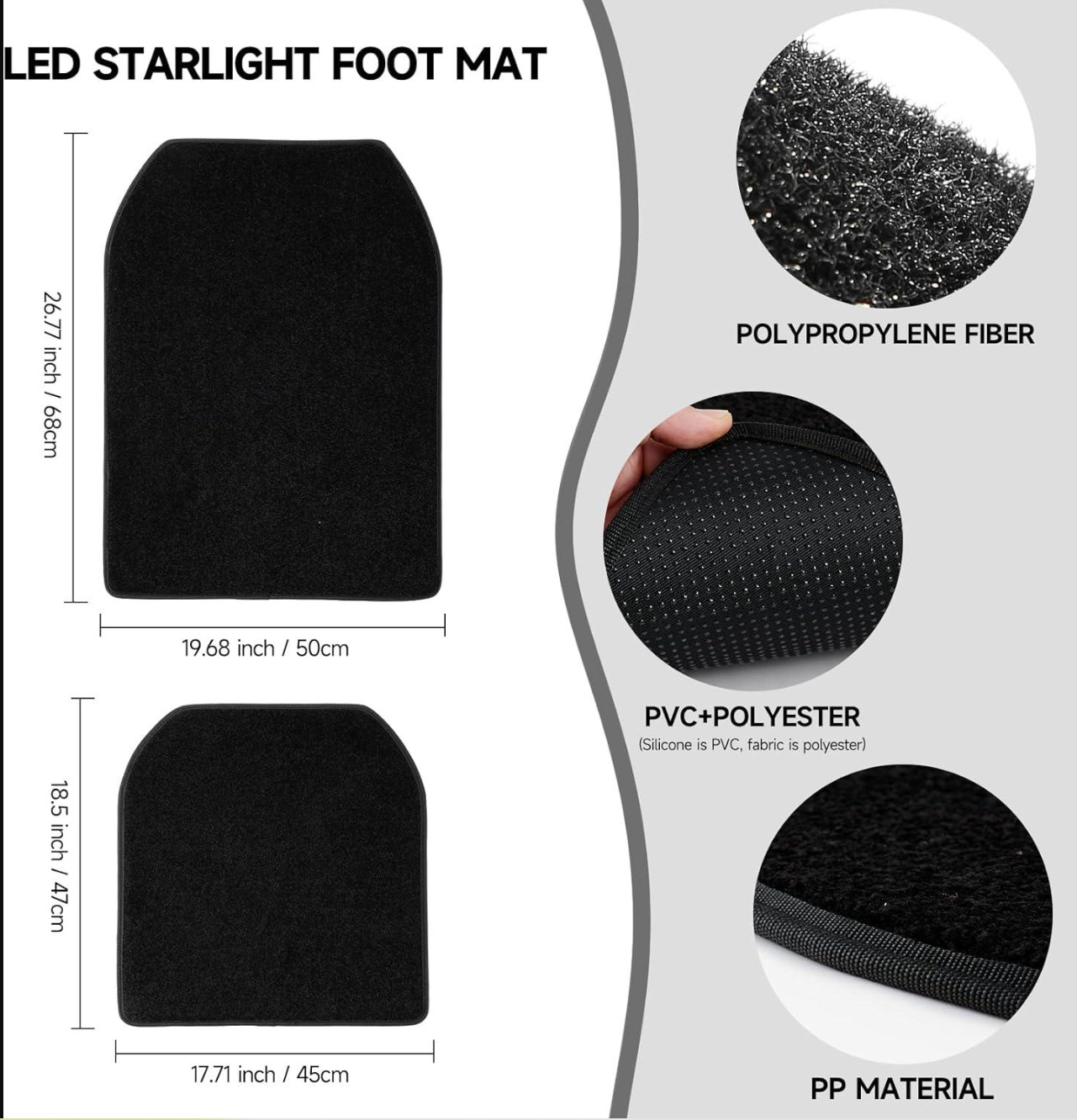 Cross-border supply of LED starlight car floor mats, featuring multi-color flashing ambient lighting and app-controlled adjustable lighting