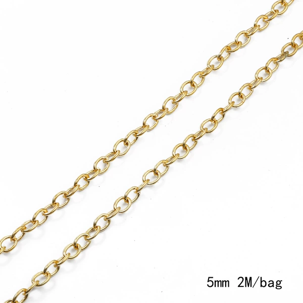 1.4 dense cross chain Width 5mm Electroplating KC gold 2 meters/pack